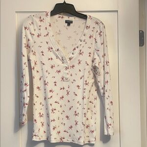 Torrid Cream and Pink Floral Long Sleeve Top
